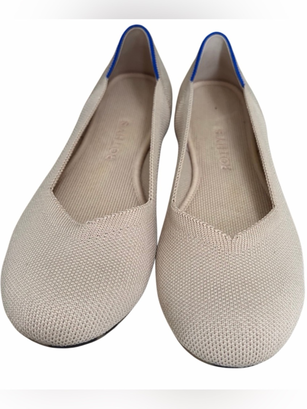 Rothy's The Flat Round Toe Slip-On Ballet Flats Flax Birdseye size 8.